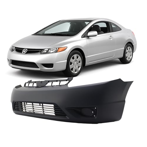 FitParts Compatible With Front Bumper Cover 2006-2008 Honda Civic Coupe DX-G EX LX Si Coupe 06-08. New Primed and Ready for Paint. With Fog Light Holes. HO1000237 04711SVAA90ZZ 2007
