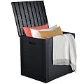 DWVO Louvered Large Deck Box, 35 Gallon Resin Outdoor Storage Box w/Lockable Lid and Side Handles for Patio Furniture, Garden Tools and Pool Supplies,Waterproof and UV Resistant, Black