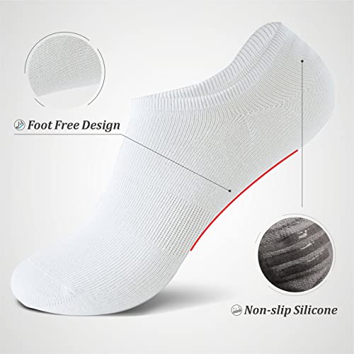 Higixch No Show Socks Women Low Cut Invisible Liner Non Slip Athletic Boat Socks 6 Pairs (Socks For Women Size9-11, White) #TOP2