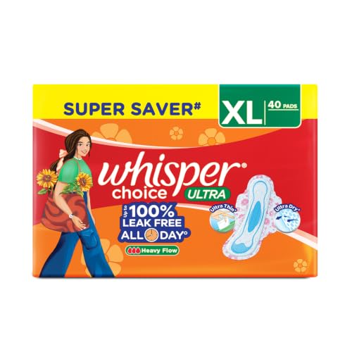 Whisper Choice Sanitary Pads with Wings for Women, XL, 40s Napkin...