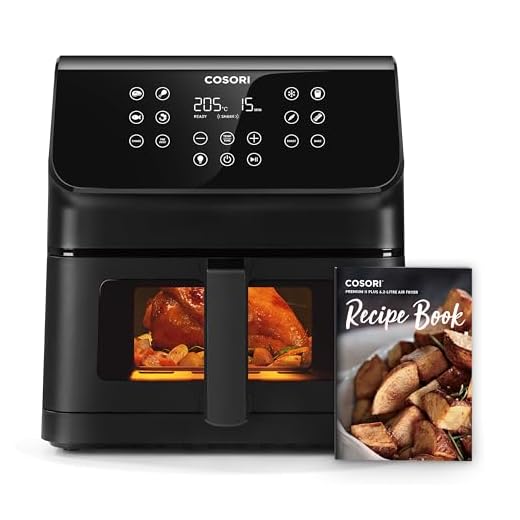 COSORI Freidora de Aire 6,2 L, Air Fryer con Ventana y Iluminación Interior, Freidora sin Aceite con 12 Programas, 80+ Recetas Creadas por Chef en Español, 75-205℃, Pantalla Táctil LED, Negra, P652