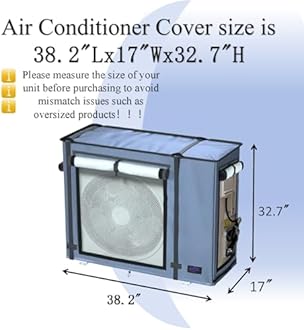 Mini Split Cover for Outdoor Units,38.2"L x 17"W x 32.7"H,AC Protector for 24000-36000 BTU,600D Waterproof Air Conditioner Cover,Grey.
