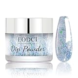 EODCI Powder Dip Beauty Collection, Opal Flakes/Glitter Blue Dipping powder No Needed UV/LED Light Curing 14+ Long Lasting Dip Nail Colors For Professionals & At-Home DIY 1oz