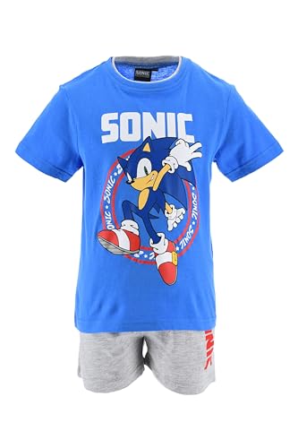 Sun City Adatto A Sonic, Set Per Bambino, Completo 2 Pezzi Con Maglietta Rossa E Pantaloncini (Blu, 4 Anni)