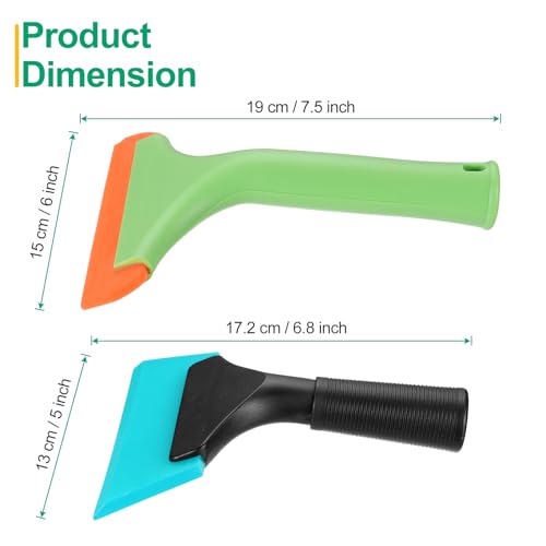 Image of uxcell Small Silicone Shower Squeegee for Glass Doors, 6 inch Bath Squeegee with 5 inch Small Rubber Window Shower Squeegee for Bathroom Window Mirror, Green /Orange, Black /Light Blue