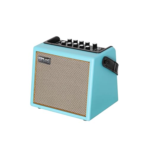 Image of Acoustic Guitar Amplifier, 30 Watt Bluetooth Speaker Rechargeable Portable Acoustic Guitar Amp with Reverb Chorus Effect,3 Inputs (Blue)