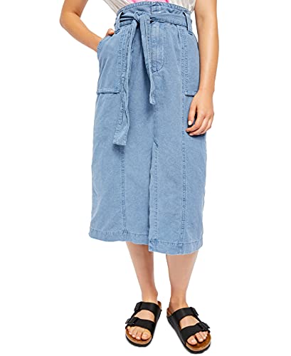 Free People Womens Catching Feelings Linen Blend Slit Midi Skirt