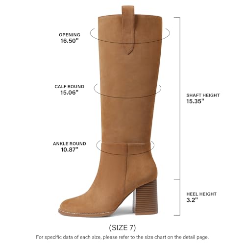 Mattiventon Knee High Boots 2025 Fall Chunky Round Toe Womens Comfortable Trendy Suede Long Dress Boots3