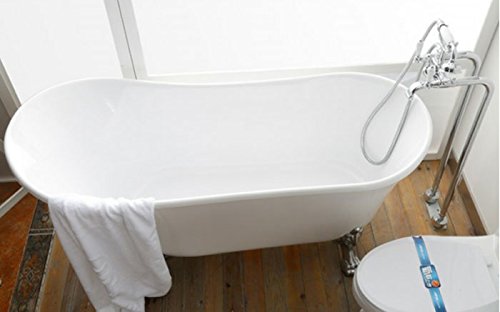 63 In Clawfoot Freestanding Bathtub, Antique Soaking Oval Slipper Bathtub, Gracefully Shaped Tub With Drain And Claw Feet For Bathroom, Acrylic, Black, Cupc Certified (1675W) #TOP3