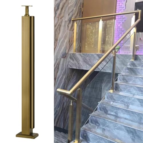Poteau de balustrade en verre acier inoxydable doré hauteur 135 cm