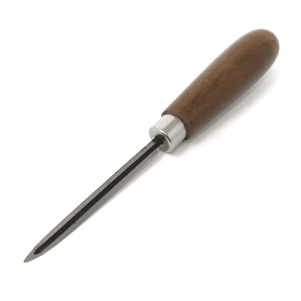 Maddisons of Durham Fluted Triangular Hand Scraper, Jeweller's Deburring Tool, Wooden Handle, 80mm Scraper Length