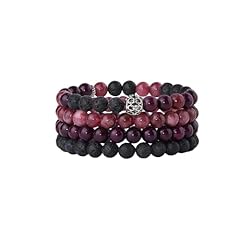 Jade Marrow Deep Purple & Strawberry Crystal k & Lava Rock