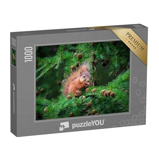 puzzleYOU: Puzzle 1000 Teile „Das kleine Eichhörnchen schlemmt hoch Oben im Baum“ – aus der Puzzle-Kollektion Eichhörnchen, Tiere in Wald & Gebirge