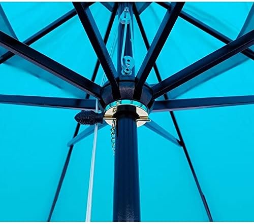 Tropishade 11 ft. Dark Wood Market Umbrella with Turquoise Olefin Cover