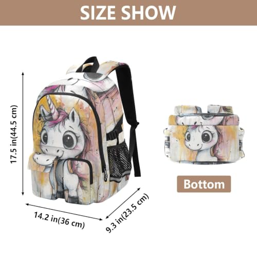 Mochila de viaje para laptop de 17.5" con diseño de unicornios blancos para niños 3