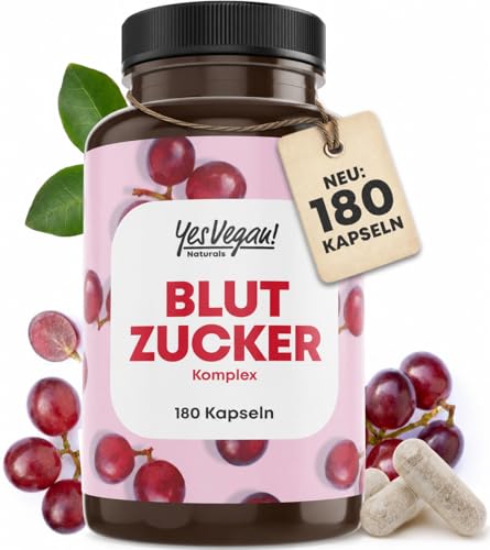 Blutzucker Komplex (180 Blutzucker Kapseln) abgestimmte Mikronährstoffe speziell für Diabetiker geeignet - mit Traubenkernextrakt OPC Chrom Magnesium - vegan