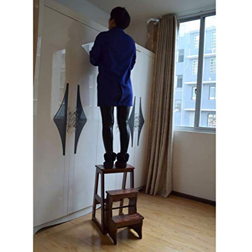 Escabeau de tabouret pliable multifonctionnel en bois 3 marches - 7