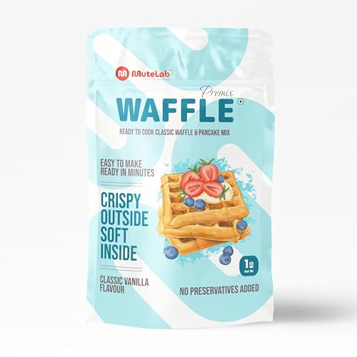 Image of Mutelab Waffle & Pancake Premix, Vanilla Flavor, 1kg | Ready to Cook Classic Mix, No Preservatives Added