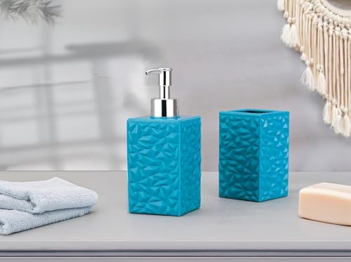 Image of Liquid Soap Dispenser with Toothbrush Holder | Refillable Plastic Hand Wash & Lotion Dispenser for Kitchen, Bathroom & Wash Basin | Ideal for Shampoo, Sanitizer (400Ml,Multicolor)