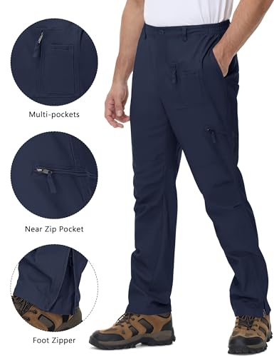 Image of CRYSULLY Men's Winter Cotton Casual Sport Hiking Army Cargo Wild Combat Multi Pockets Work Trousers Navy Blue