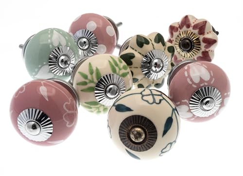 Mango Tree Mélange Lot de Rose, Eau de nil & Gris poignées pour placards céramiques x Pk 8 (MG-193) TM Enregistrée Produit