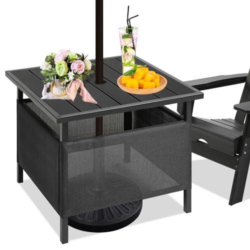 image for LZRS Adirondack Square Outdoor Side Table with Umbrella Hole, Pool Com