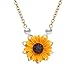 17mile Gold Resin Necklace Yellow Sunflower Necklace Gold Sunflower Pendant Necklace Pearl Handmade Drop Choker Necklace