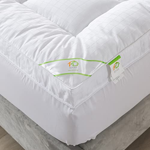 Sufuee Mattress Topper King 400Tc Cotton Mattress Pad With Deep Pocket - Extra Thick 2" Thick Quilted Pillow Top Down Alternative Fill #TOP4