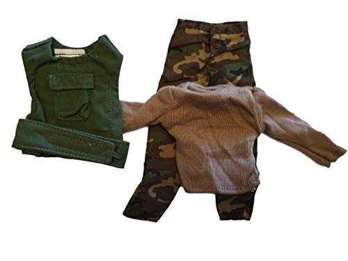 Fat-catz-copy-catz Made for Barbie Ken Action Man G.I. Joe Doll clothes Khaki body gilet, Camouflage trousers & jumper outfit