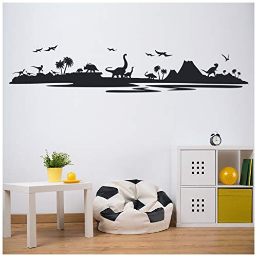 azutura Paisaje de Dinosaurios Vinilos Parque jurásico Pegatina Decorativos Pared Niños Dormitorio ??Decoración Disponible en 5 tamaños y 25 Colores Grande Negro