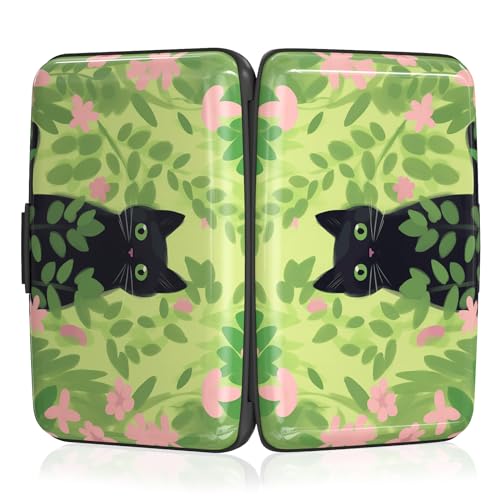Image of Rimilak Aluminuml Credit Card Holder, Mini Credit Card Wallet RFID Blocking Slim Metal Hard Case for Women Men, Kind Cat