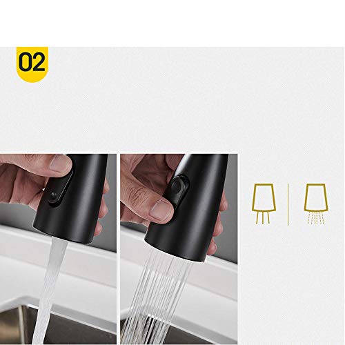 Grifo de cocina extensible negro con boquilla giratoria de dos modos 4