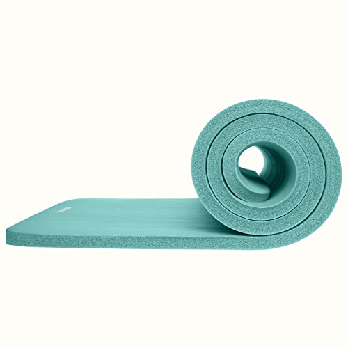 Retrospec Solana Yoga Mat 1" Thick W/Nylon Strap For Men & Women - Non Slip Exercise Mat For Home Yoga, Pilates, Stretching, Floor & Fitness Workouts - Blue Lagoon #TOP4