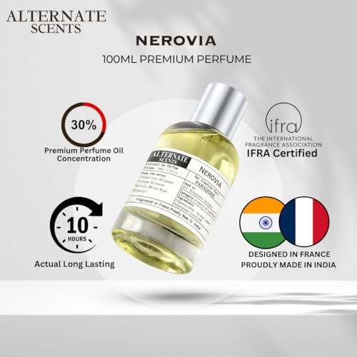 Image of Alternate Scents NEROVIA 100ml Long Lasting Perfume For Women |Strong&Long Lasting with 30% Oil Concentration|White Floral Amber|Fragrance From France |Made In India|