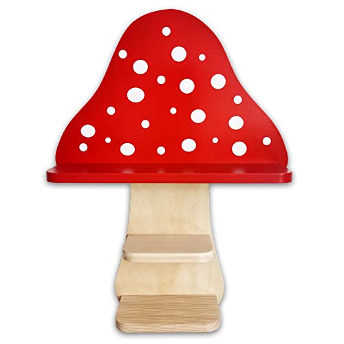Image of Ella & Emma Floating Wooden Mushroom Shelf - Bathroom Shelves, Crysta Shelf, Mushroom Decor, Wall Shelves, Home Floating Shelf as Corner Bookshelf, Kitchen Decor, Crystal Shelf, Hanging Shelves