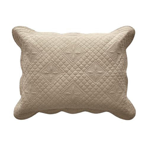 Calla Angel Sage Garden Luxury Pure Cotton Matelasse Quilted Pillow Sham, Standard, 20x26, Coffee