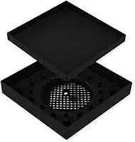 Ralo Oculto Quadrado para Jardim, Quintal e Banheiro, 10x10 cm, Preto