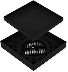 Ralo Oculto Quadrado para Jardim, Quintal e Banheiro, 10x10 cm, Preto