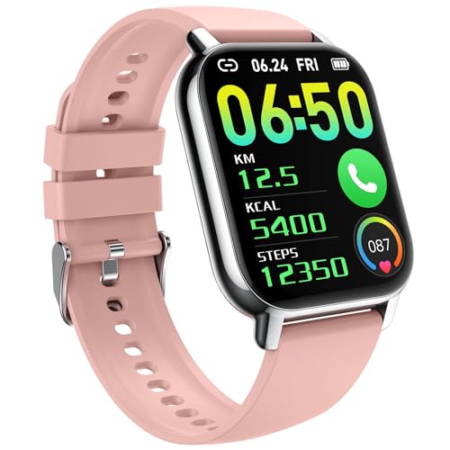 Hendari Reloj Inteligente Hombre Mujer con Llamada, 1,85" Smartwatch con 112 Modos Deportivos, Monitor de Ritmo Cardíaco y Sueño, Impermeable IP68, Monitor de Oxígeno Sueño,Podómetro, Rosa