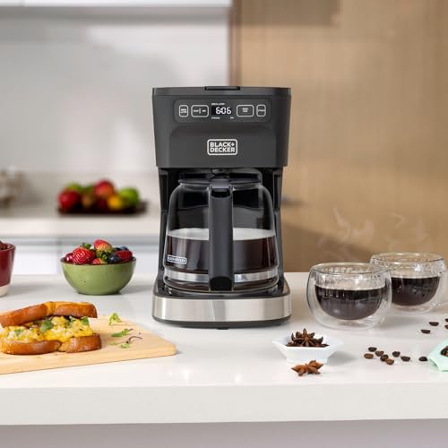 BLACK+DECKER CAFÉCRAFT 12-Cup Programmable Coffee Maker, Stainless Steel Drip Coffeemaker with Vortex Showerhead, Strength Selector, Sneak-A-Cup, Keep Warm - Thumbnail 7