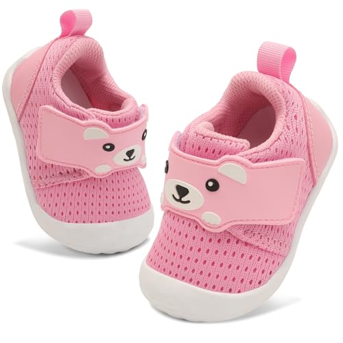 Image of FEETCITY Baby Walking Shoes Wide Baby Shoes Boys Girls Infant Sneakers Crib Shoes Breathable Toddler Barefoot Shoes Slip On Shoes