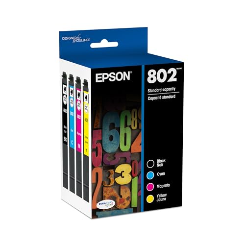 EPSON 802 DURABrite Ultra Ink Standard Capacity Black & Color Cartridge Combo Pack (T802120-BCS) Works with WorkForce Pro WF-4720, WF-4730, WF-4734, WF-4740