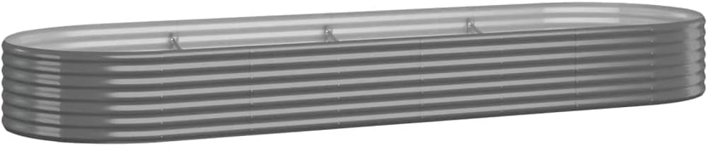 126.8 x 39.4 x 14.2 in Oval Grey Powder-Coated Steel Raised Garden Bed, Rust-Resistant Outdoor Planter Box for Vegetables, Herbs & Flowers, Modern Raised Bed for Patio, Balcony & Yard
