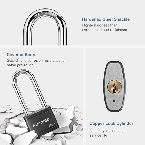 Image of Puroma 2 Keyed Padlock 3 Keys Alike 2.5 inch School Gym Locker Lock Gate 40mm (Pack of 2)