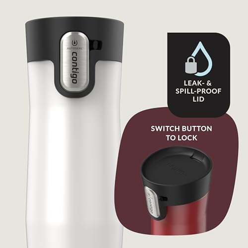 Image of Contigo AUTOSEAL West Loop Vacuum-Insulated Stainless Steel Travel Mug with Easy-Clean Lid 16 oz 2-Pack Goji Berry Frosted Pearl Salt Frosted Pearl
