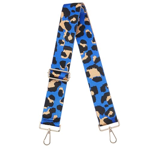 Image of uxcell Purse Strap Replacement, 31-51inch Adjustable Polyester Leopard 2inch Wide Crossbody Shoulder Strap for Handbag Guitar(Blue, Gold Buckle)