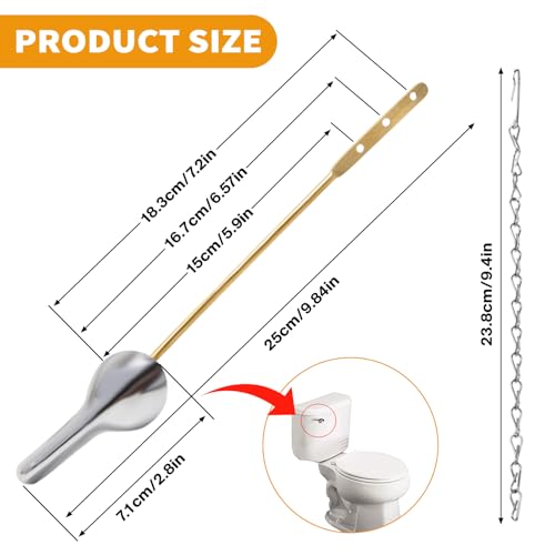 Qoaimu Universal Toilet Handle Replacement Kit, Toilet Flush Handle, Toilet Handle Lever Flush Replacement, Toilet Tank Trip Lever, Compatible with American Standard/Mansfield Toilet, Front Mount