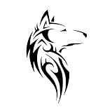 Bargain Max Decals Tribal Wolf Outline Decal Notebook Car Laptop 5.5' (Black)