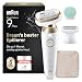 Braun Silk-épil 9 Flex Epilierer Damen, Flexiblem 360°Kopf, Wet&Dry, Langanhaltende Haarentfernung, Ladyshaver, Wasserdicht — Inkl. Rasieraufsatz, Trimmeraufsatz, Massageaufsatz — 9-071 3D, Weiß/Gold