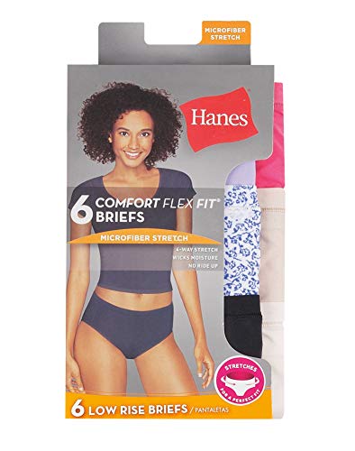 Hanes Womens Comfortflex Fit Microfiber Panties, Moisture Wicking Underwear, Cooling And Breathable, (Colors May Briefs, Assorted, Large Us #TOP3